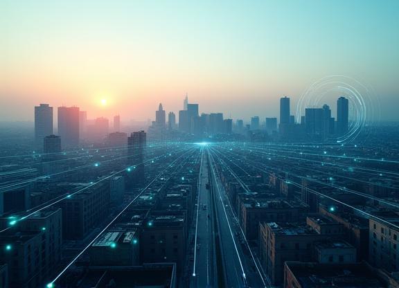 A view of Milan city with mobile network signal visualization